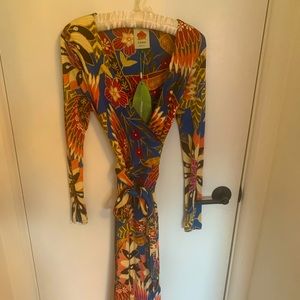 NWT Farm Rio Blue Wonderful Toucans Jersey Wrap Dress
